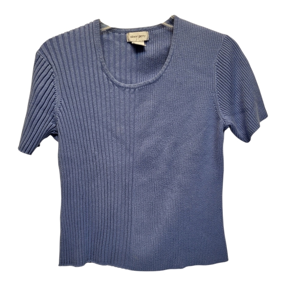 Oliver Perry Blue Crew Neck Ribbed Lightweight Sweater - Size L
